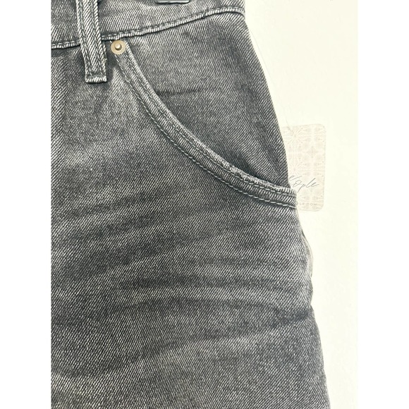 Free People Faded Black Denim Mini Skirt Raw Fringe Hem Size 27 New - Picture 4 of 8